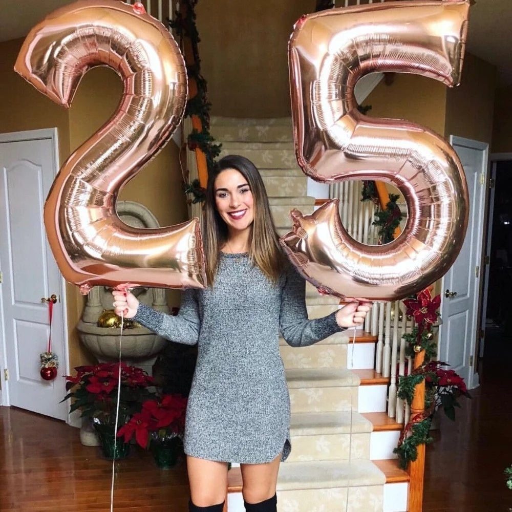 40 Inch ROSE GOLD Giant Number Mylar Foil Balloon for Birthday Anniversary Party Decoration