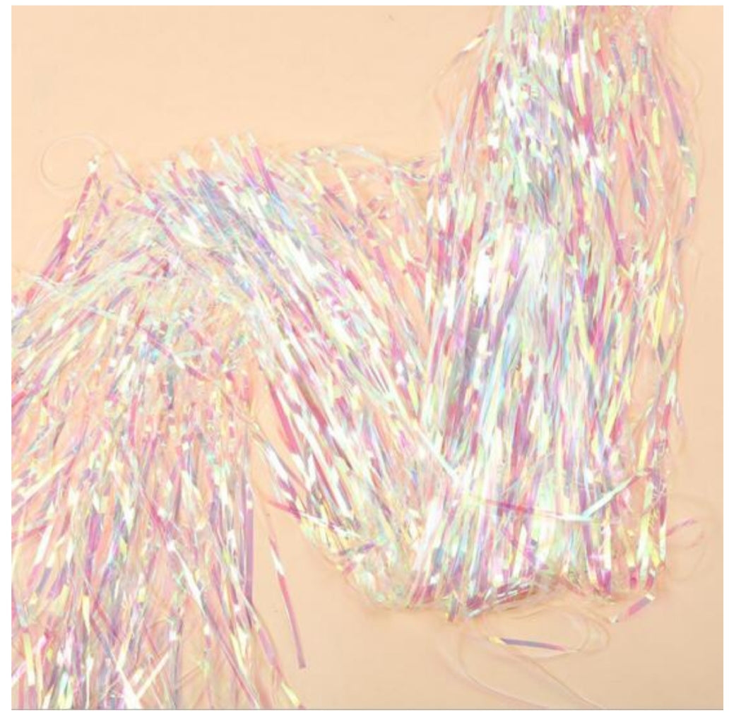 Pack of 2 Iridescent Shimmering Fringe Curtains Party Decorations Photo Wall Backdrop Door Window Self-adhesive Hanging Fringe Curtains