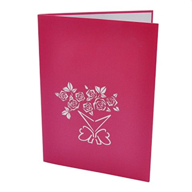 3D Pop-up Red Roses Flowers Bouquet Premium Quality Card Stock Blank Greeting Card with Envelope for any occasion