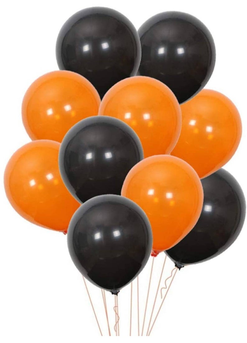Happy Halloween Party Pack Bundle Black Orange Balloons Hanging Pom Poms Hanging Decorations