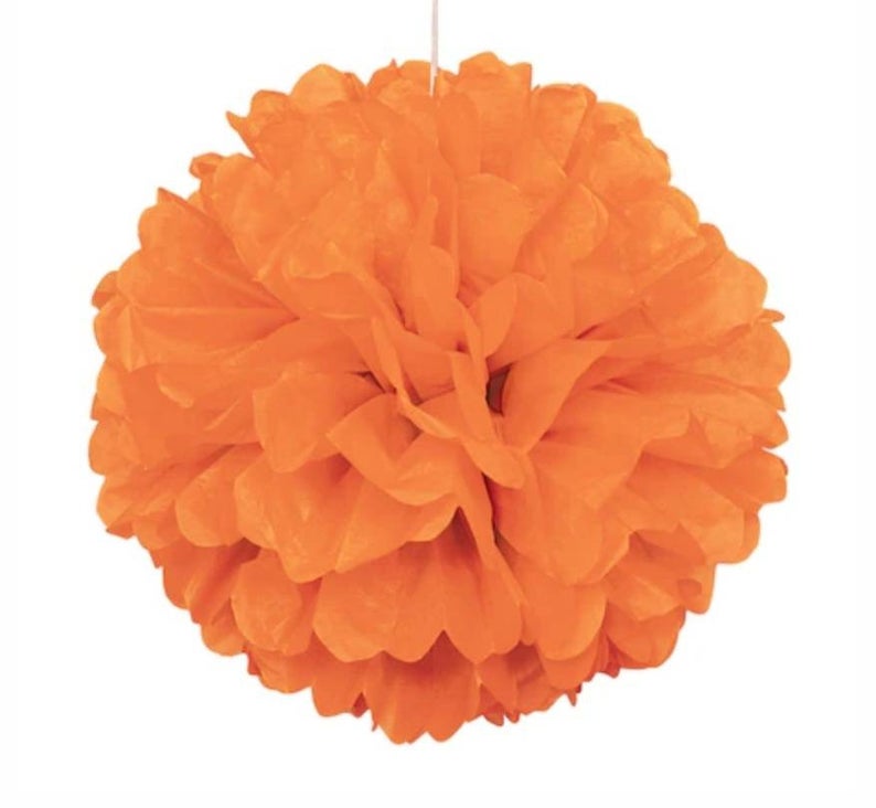 Happy Halloween Party Pack Bundle Black Orange Balloons Hanging Pom Poms Hanging Decorations