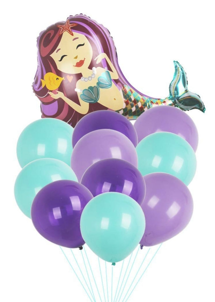 Pack of 2 Mermaid Mylar Foil Balloons - Large 38-inch Balloons - Birthday Mermaid-themed Backdrop Party Decorations
