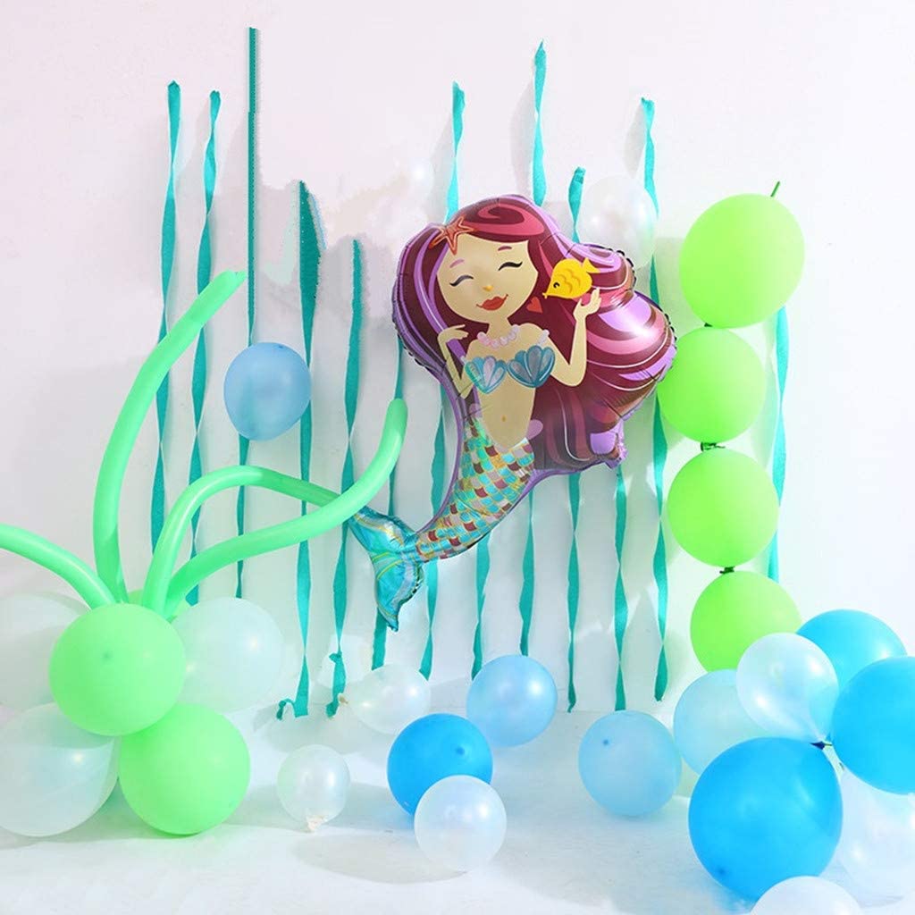 Pack of 2 Mermaid Mylar Foil Balloons - Large 38-inch Balloons - Birthday Mermaid-themed Backdrop Party Decorations