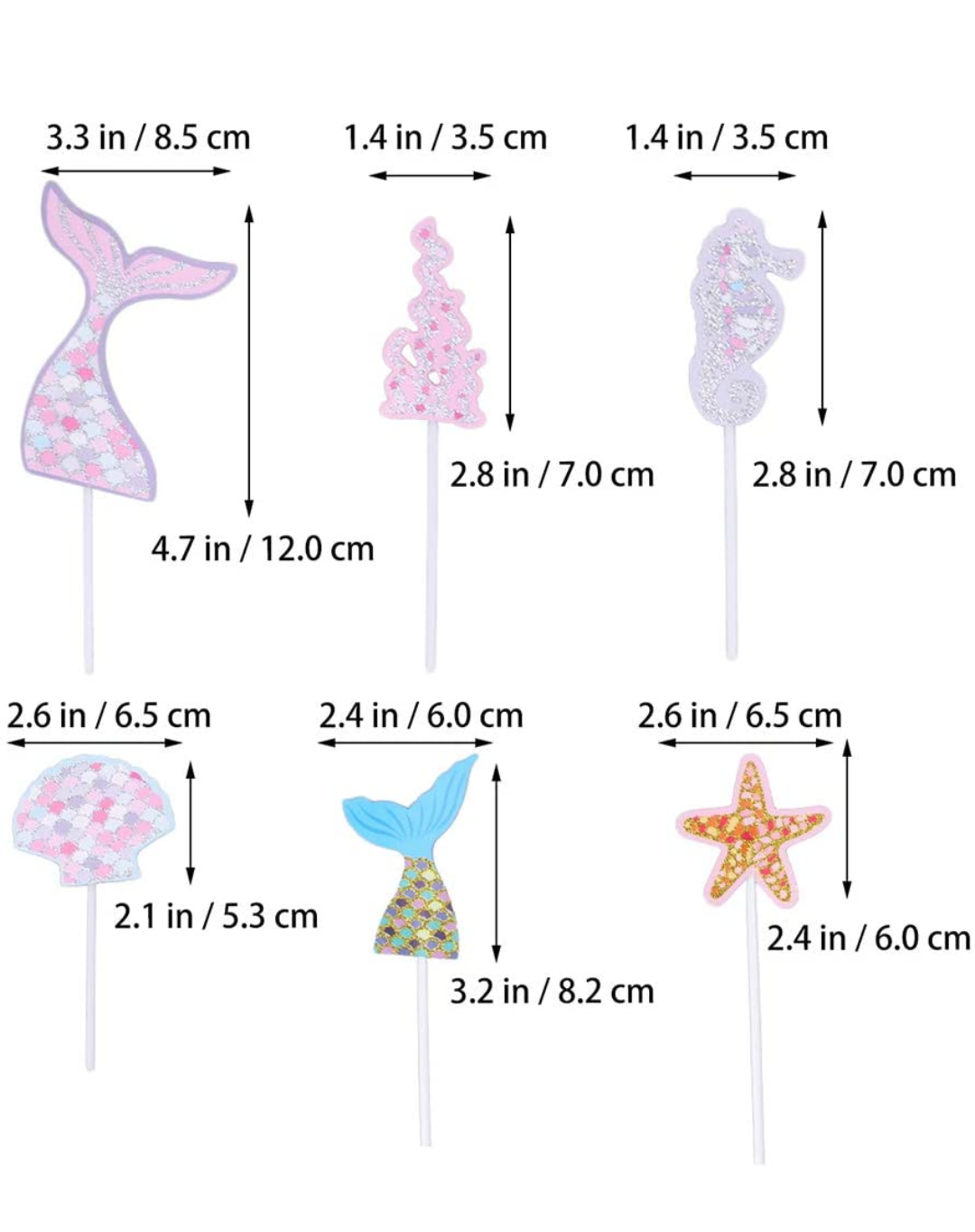 Happy Birthday Mermaid Theme Cake Toppers Multi Color Ocean Variety Pack of 12