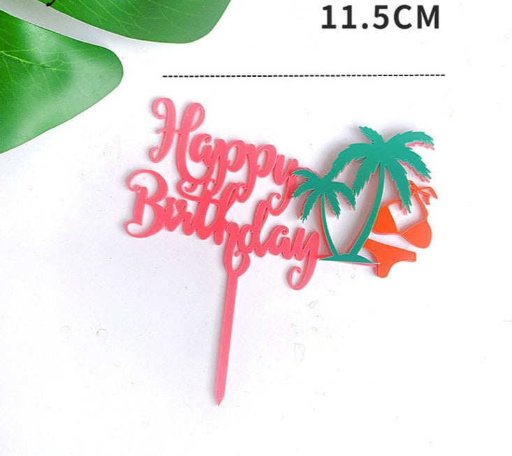 Acrylic Happy Birthday Cake Toppers Cupcake Dessert Decoration Different Designs