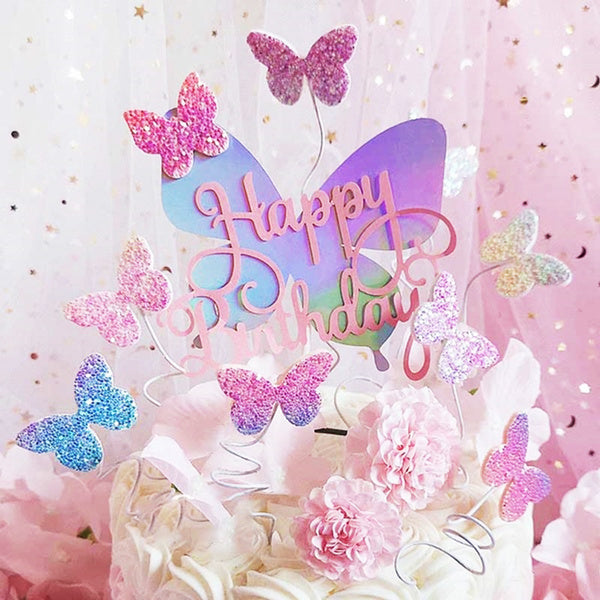 Acrylic Happy Birthday Cake Toppers Cupcake Dessert Decoration Different Designs