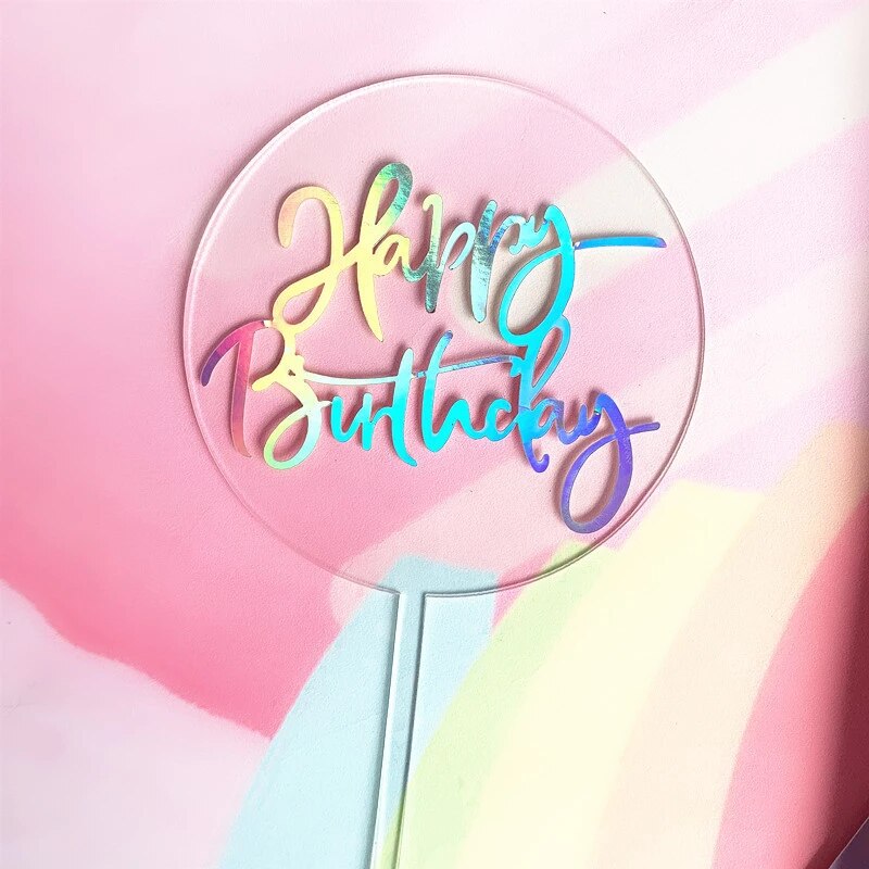 Acrylic Happy Birthday Cake Toppers Cupcake Dessert Decoration Different Designs