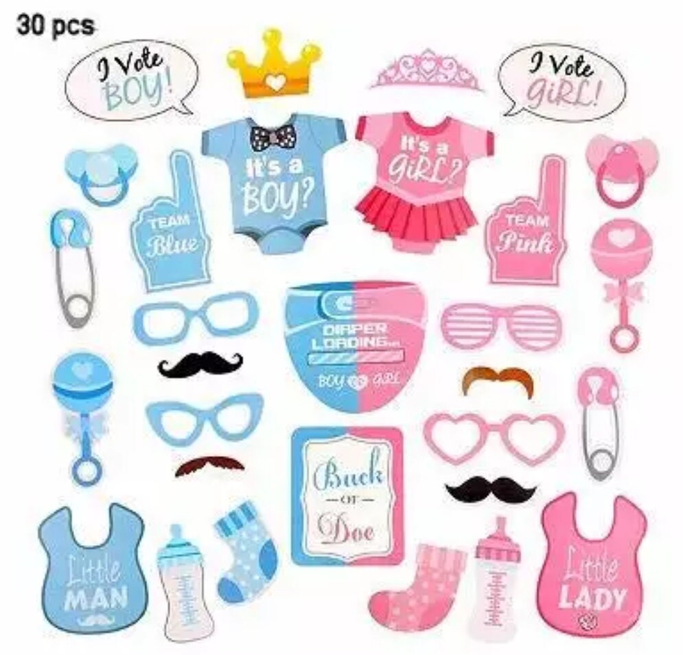 Gender Reveal Baby Shower Boy Girl Pink and Blue Balloons Party Pack