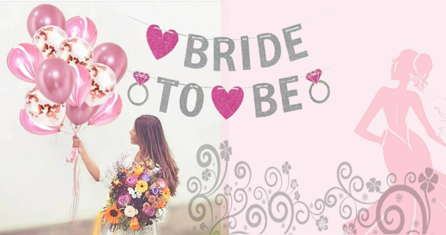 Bride To Be 12 FT Long Premium Card Stock Glitter Letters Hanging Banner for Bridal Shower Weddings Engagements Hanging Decoration