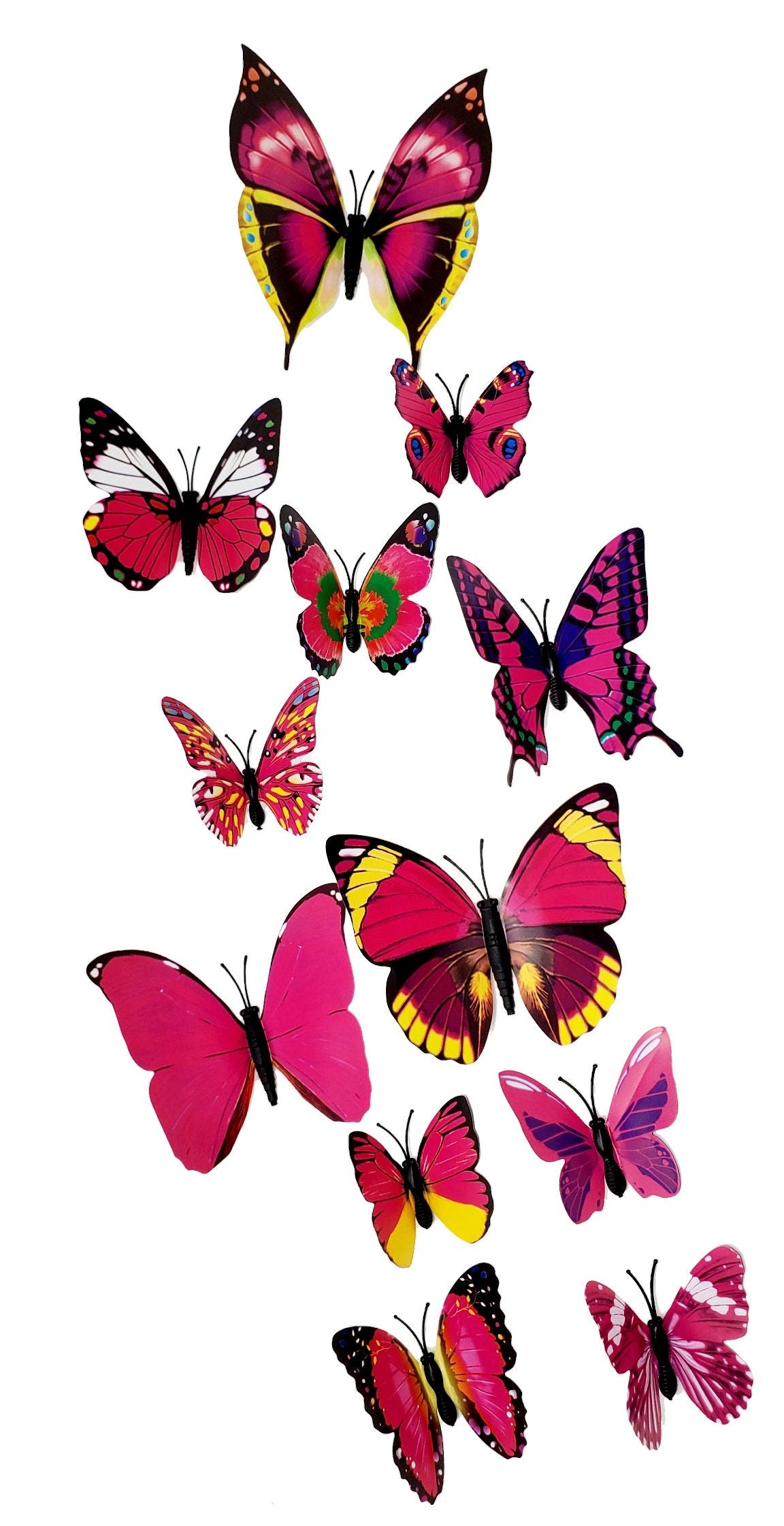 24pcs 3D Bright Color PVC Butterflies Home Office Wall Decor Magnet Stickers Scrapbook DIY Crafts Self-adhesive Butterflies