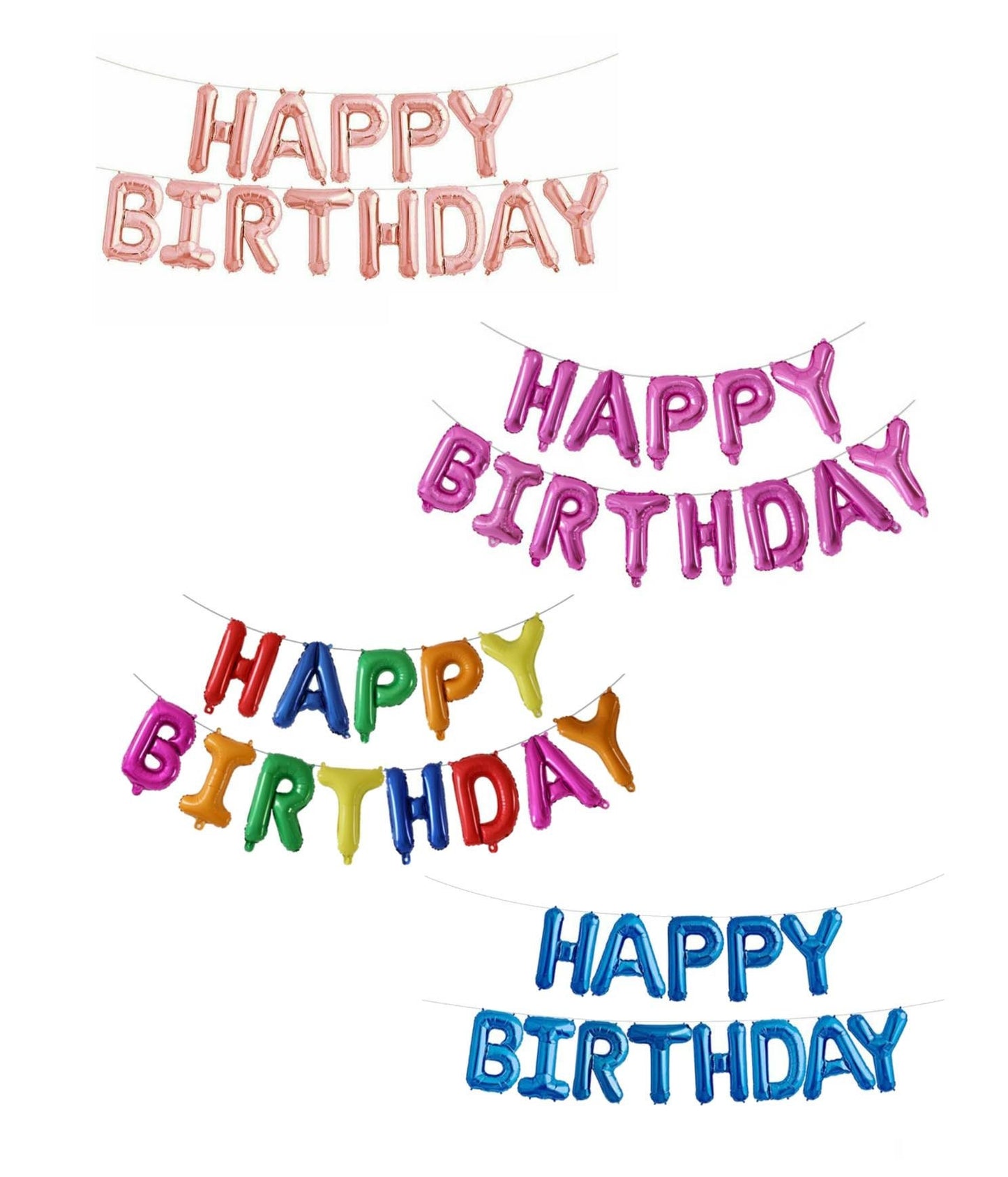 Happy Birthday 16" Foil Mylar Letter Balloons Hanging Garland Banner Party Decoration