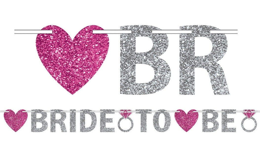 Bride To Be 12 FT Long Premium Card Stock Glitter Letters Hanging Banner for Bridal Shower Weddings Engagements Hanging Decoration