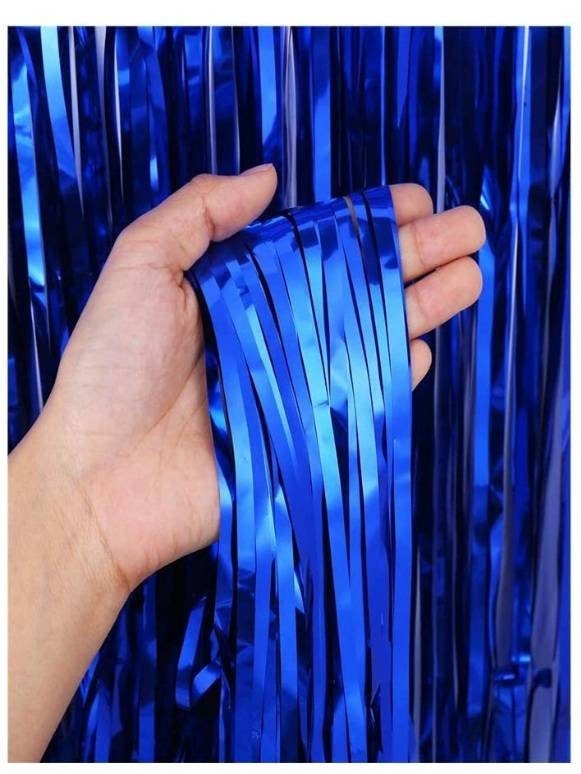 Pack of 2 Metallic Foil Fringe Curtains for Party Decorations Photo Wall Backdrop