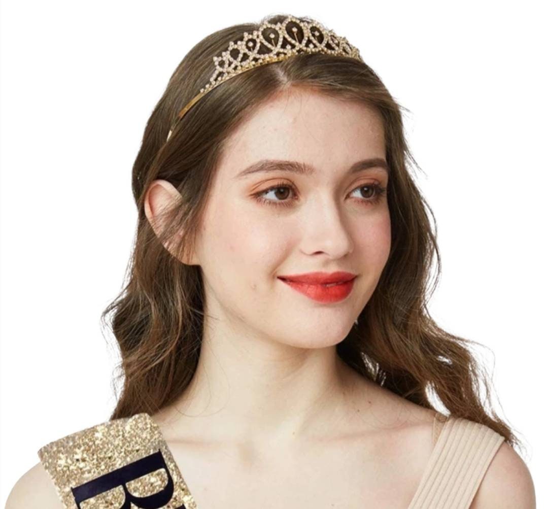Birthday Sash Rhinestone Crown Tiara Set