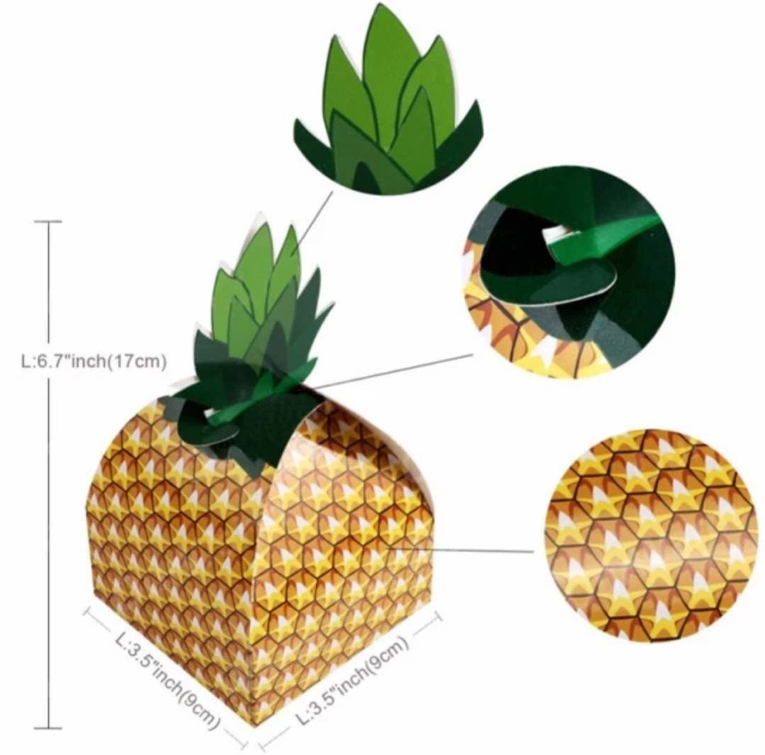 12 pack of Pineapple Treat Favor Boxes Luau Party Favors Tropical Beach Summer Theme