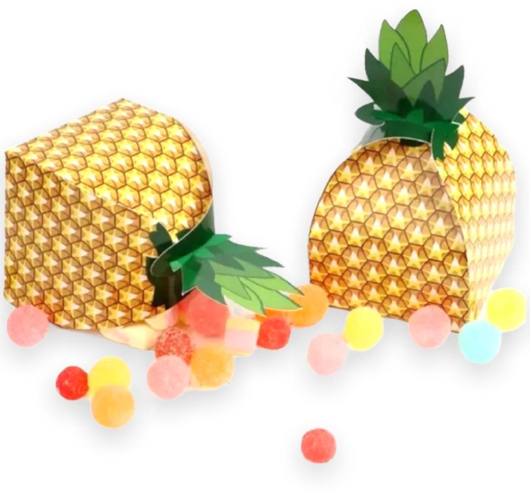 12 pack of Pineapple Treat Favor Boxes Luau Party Favors Tropical Beach Summer Theme