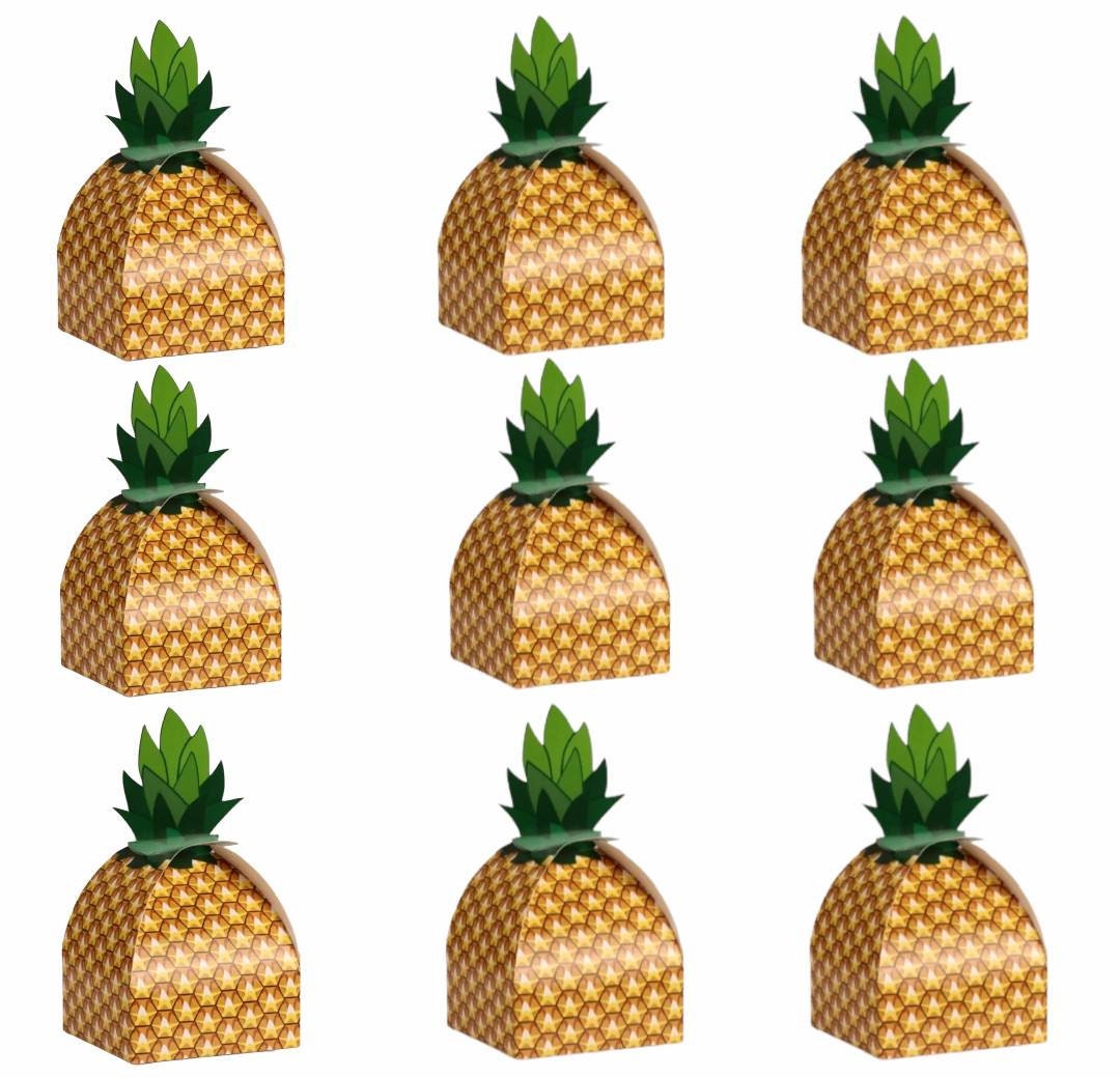 12 pack of Pineapple Treat Favor Boxes Luau Party Favors Tropical Beach Summer Theme