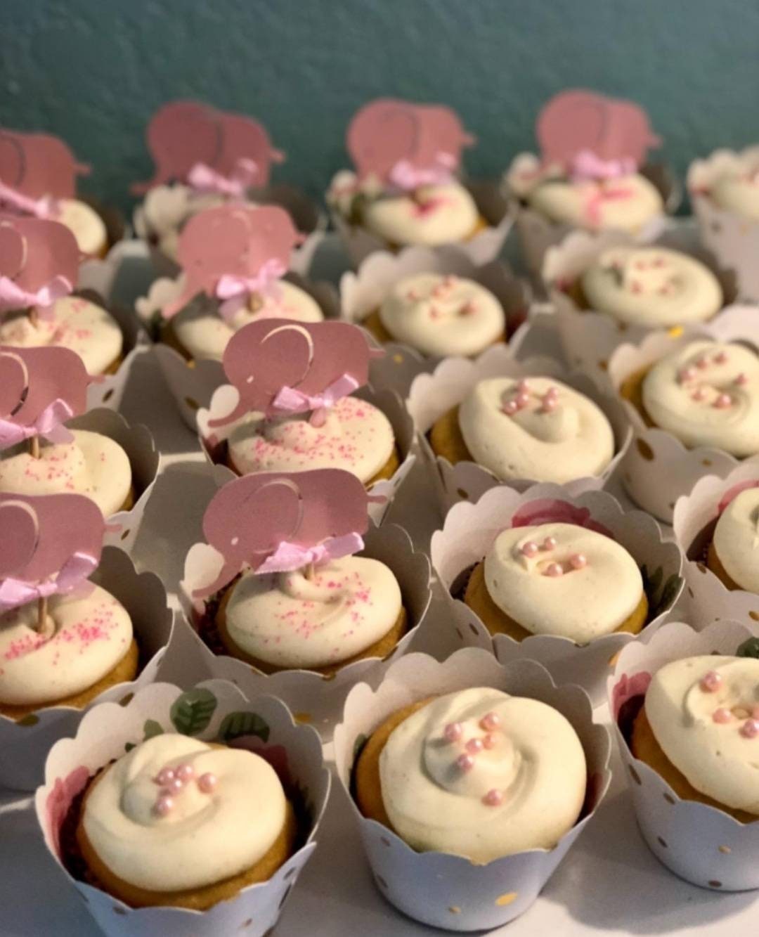 10pcs Blue or Pink Elephant Cupcake Picks Cake Toppers Babyshower Boy or Girl Cupcake Decorations