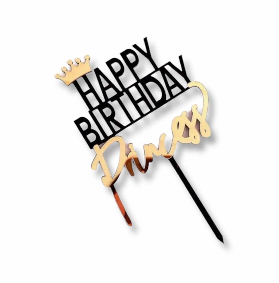 Happy Birthday Acrylic Cupcake Cake Topper Choose from: Queen King Prince or Princess
