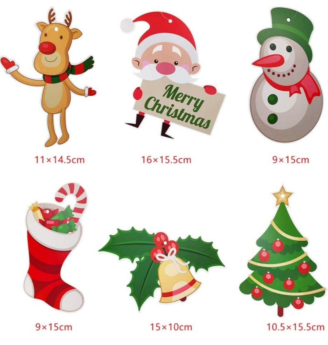 Christmas Hanging Decoration Swirls Reindeer Snowman Santa Tree Mistletoe Ornaments