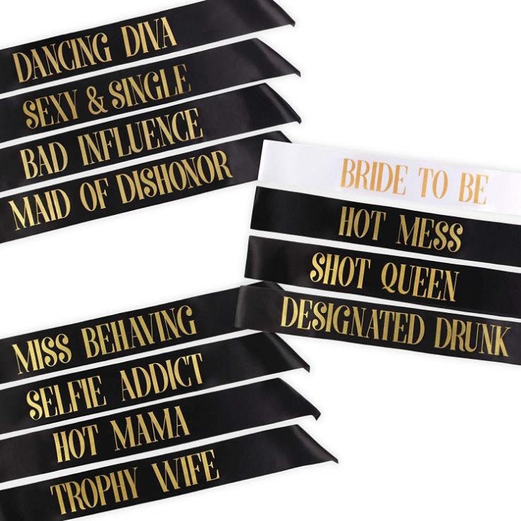 Bridal Sashes for Brides Maid of Honor Humorous Funny Wearable Wedding Bridal Party Sashes