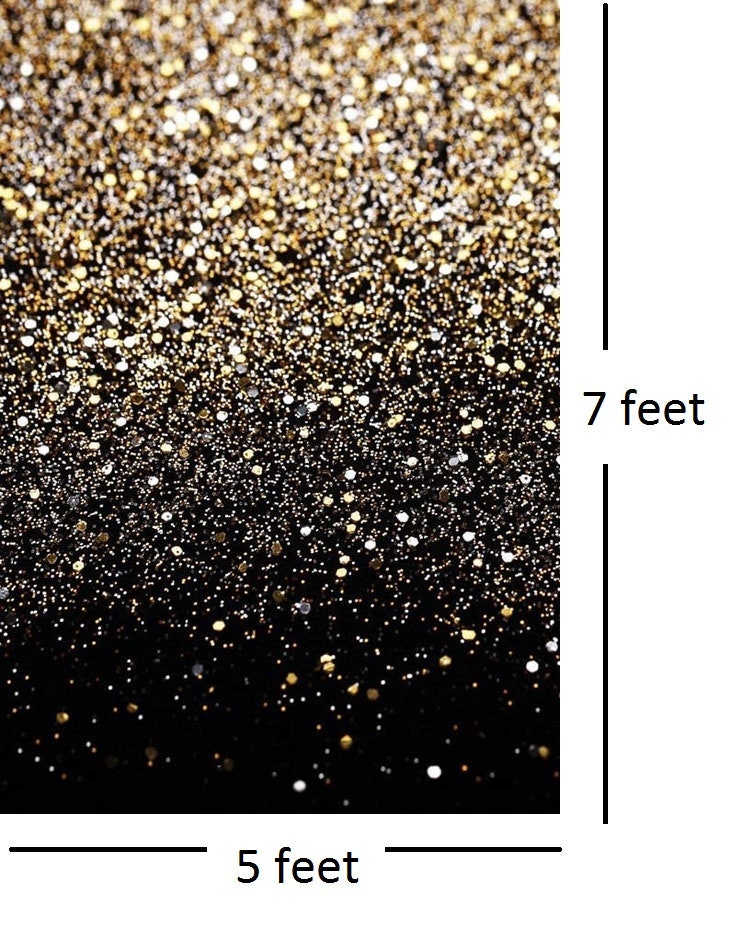 Black Gold Vinyl Backdrop Photo Booth Background Hanging 7 Ft Tall by 5 Ft Wide Backdrop