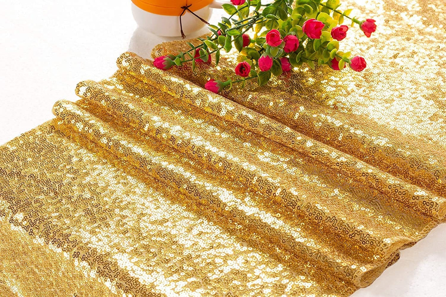 Sequin 12 x 108 inch Table Runner Glitter Sparkle Table Decoration for Birthdays Wedding Bridal Shower Baby Shower