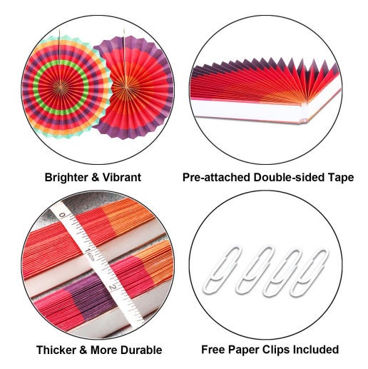 8pcs Fiesta Circus Taco Bout It Multi Color Theme Colorful Round Hanging Rosette Paper Fans