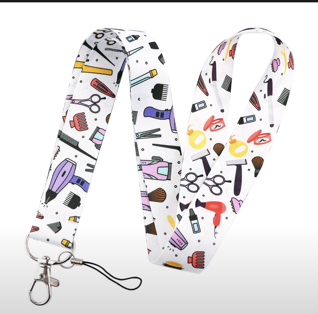 Hair Stylist Makeup Designer Neck Nylon Lanyard ID Badge Holder Keychain with Swivel Hook Metal Clasp Key Ring