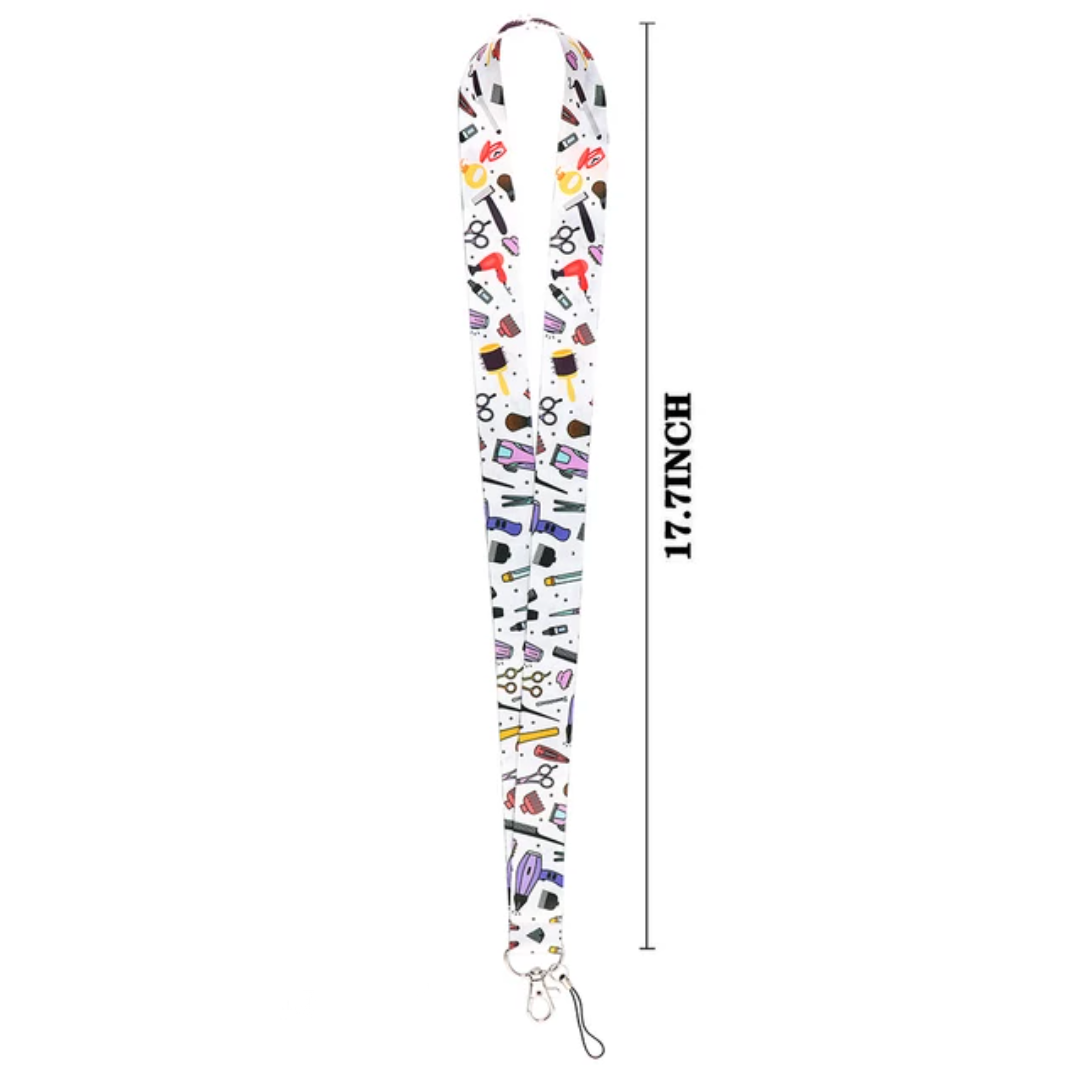 Hair Stylist Makeup Designer Neck Nylon Lanyard ID Badge Holder Keychain with Swivel Hook Metal Clasp Key Ring