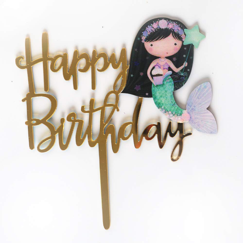 Happy Birthday Mermaid Theme Cake Toppers Multi Color Ocean Variety Pack of 12