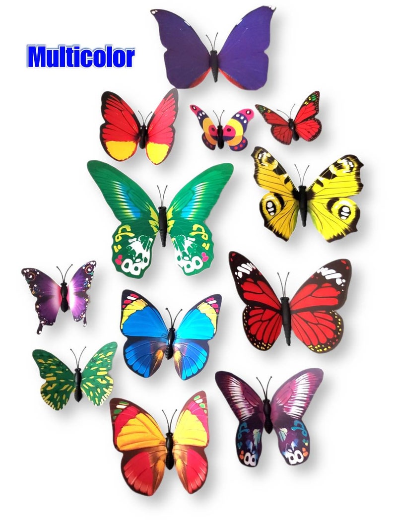 24pcs 3D Bright Color PVC Butterflies Home Office Wall Decor Magnet Stickers Scrapbook DIY Crafts Self-adhesive Butterflies