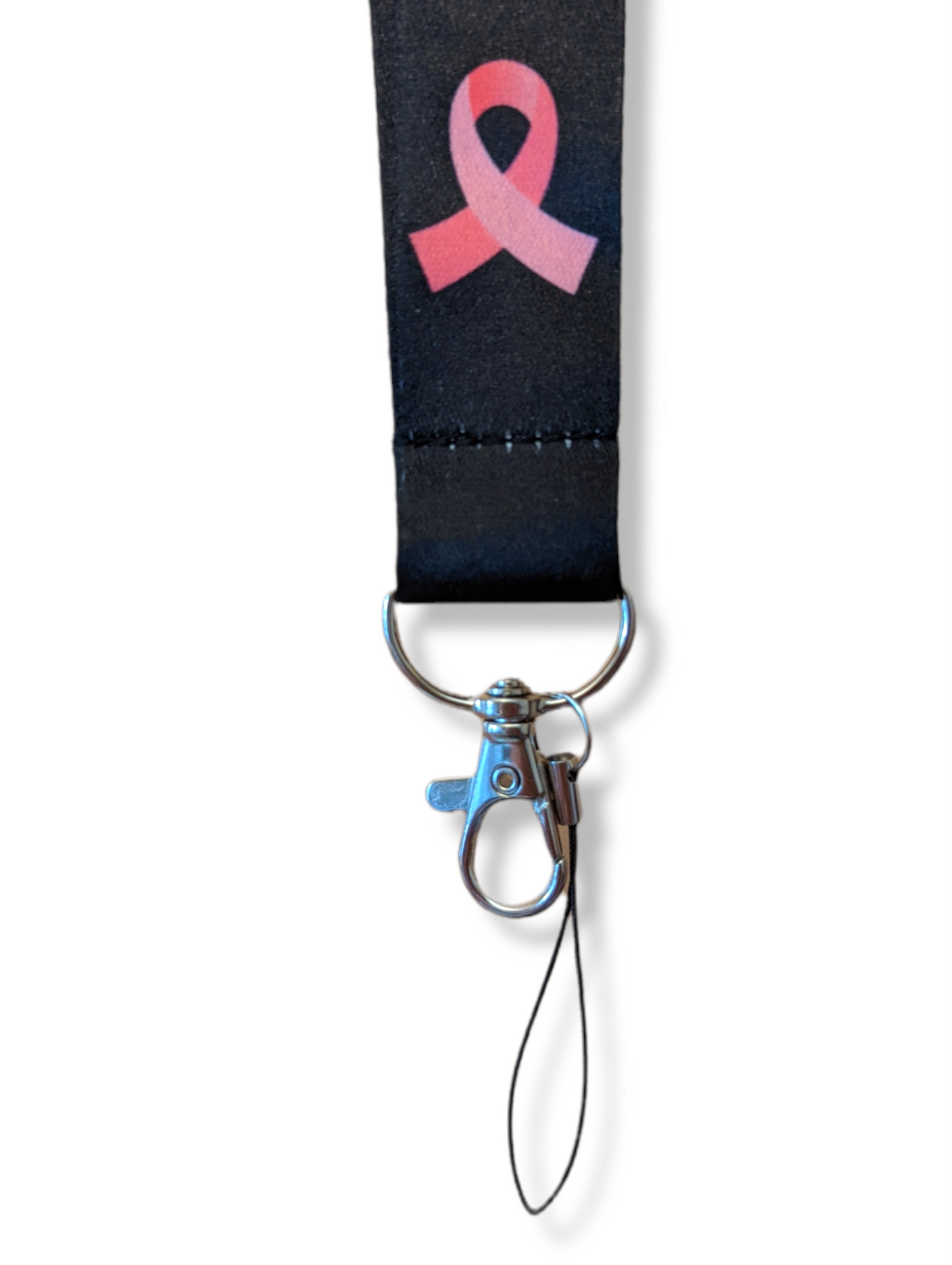 Breast Cancer Awareness Lanyard ID Badge Holder Keychain with Swivel Hook Metal Clasp Key Ring
