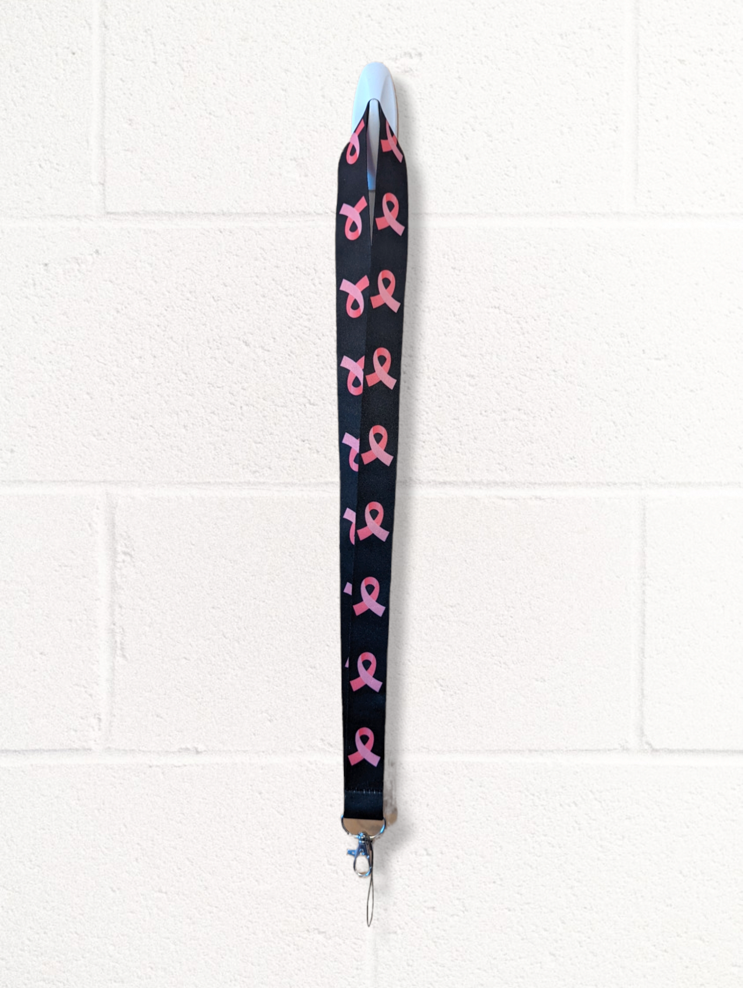 Breast Cancer Awareness Lanyard ID Badge Holder Keychain with Swivel Hook Metal Clasp Key Ring