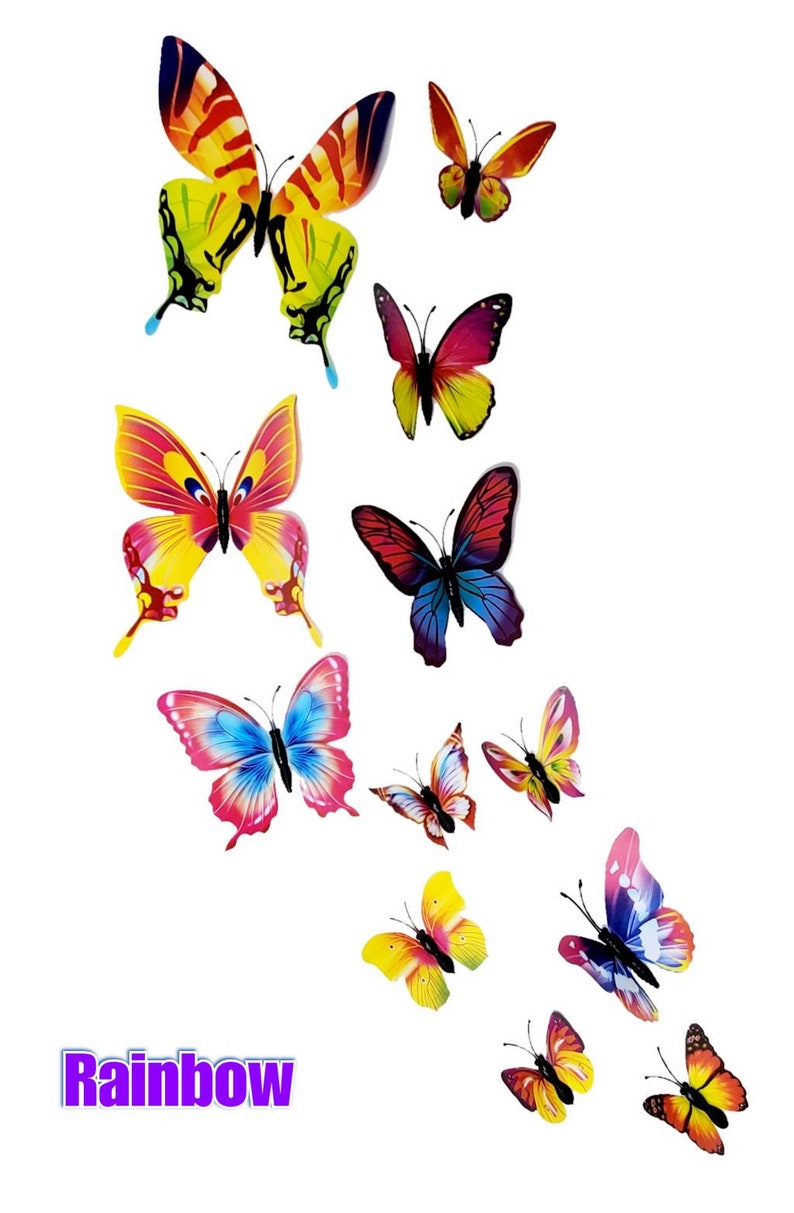24pcs 3D Bright Color PVC Butterflies Home Office Wall Decor Magnet Stickers Scrapbook DIY Crafts Self-adhesive Butterflies