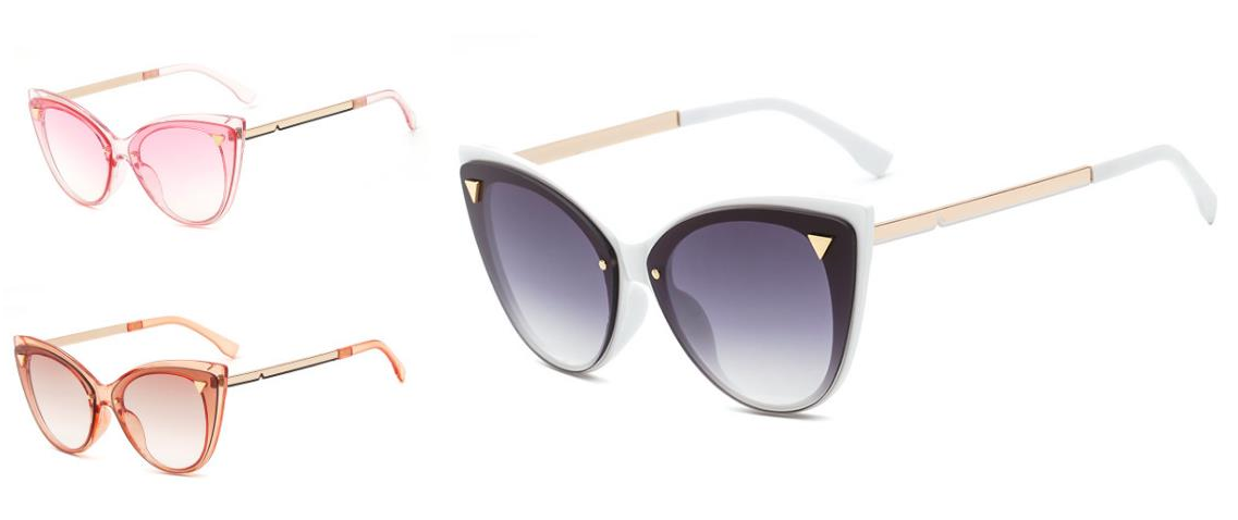 Fashionable Sunglasses for Beach Poolside Park Outdoors White Pink or Brown
