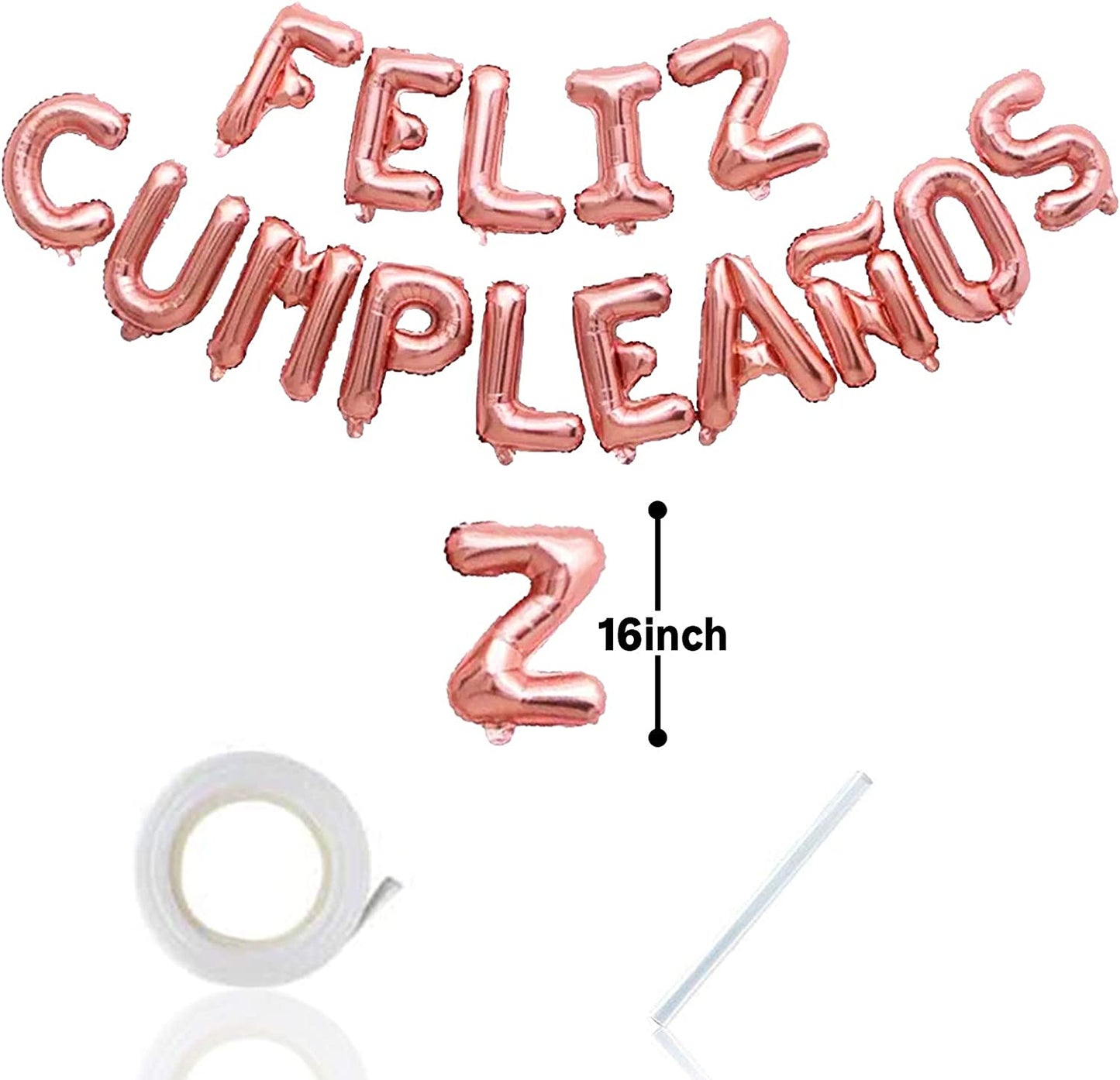 Feliz Cumpleaños 16" Large Foil Balloons Spanish Happy Birthday Mylar Hanging Garland Balloons