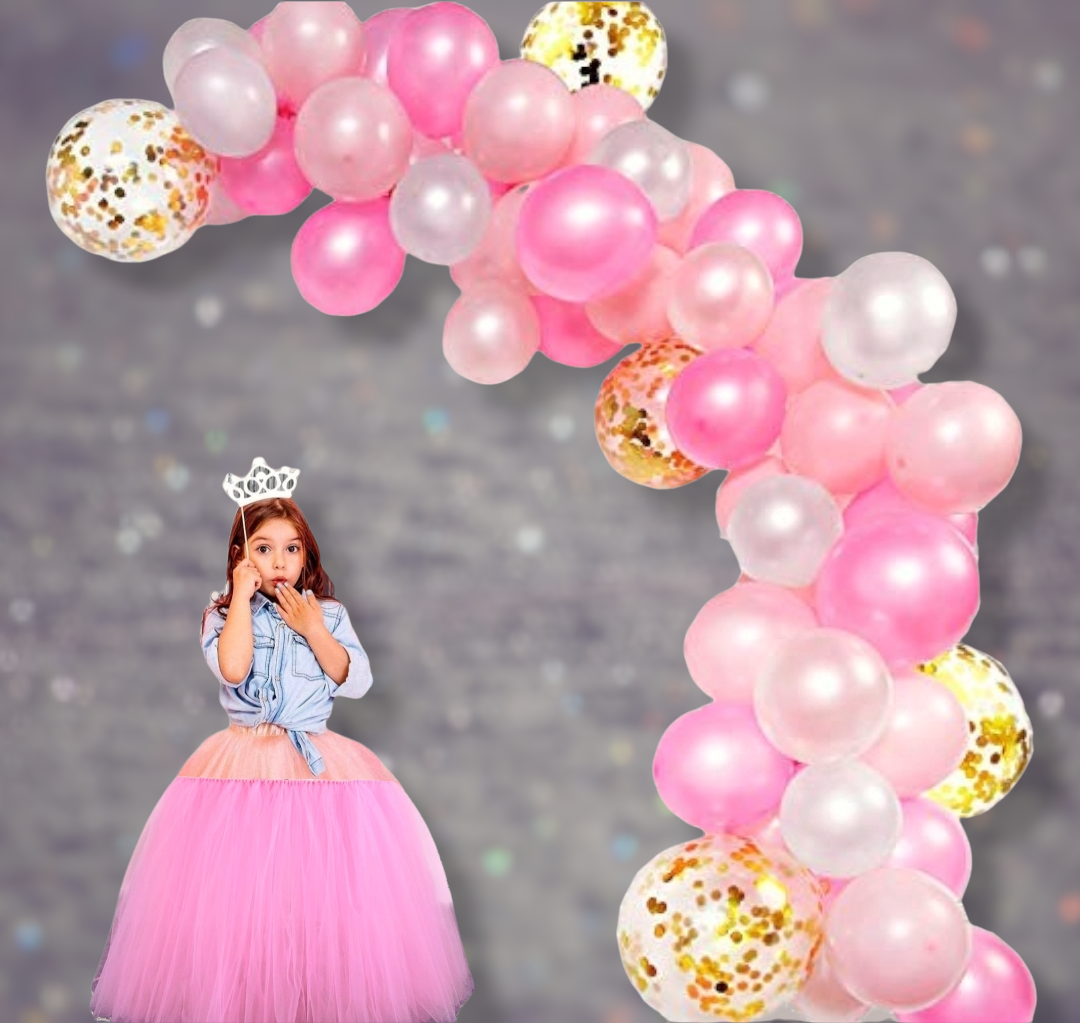 16FT Balloon Garland Arch Kit Pink White Confetti 100 Balloons 100 Glue Stickers