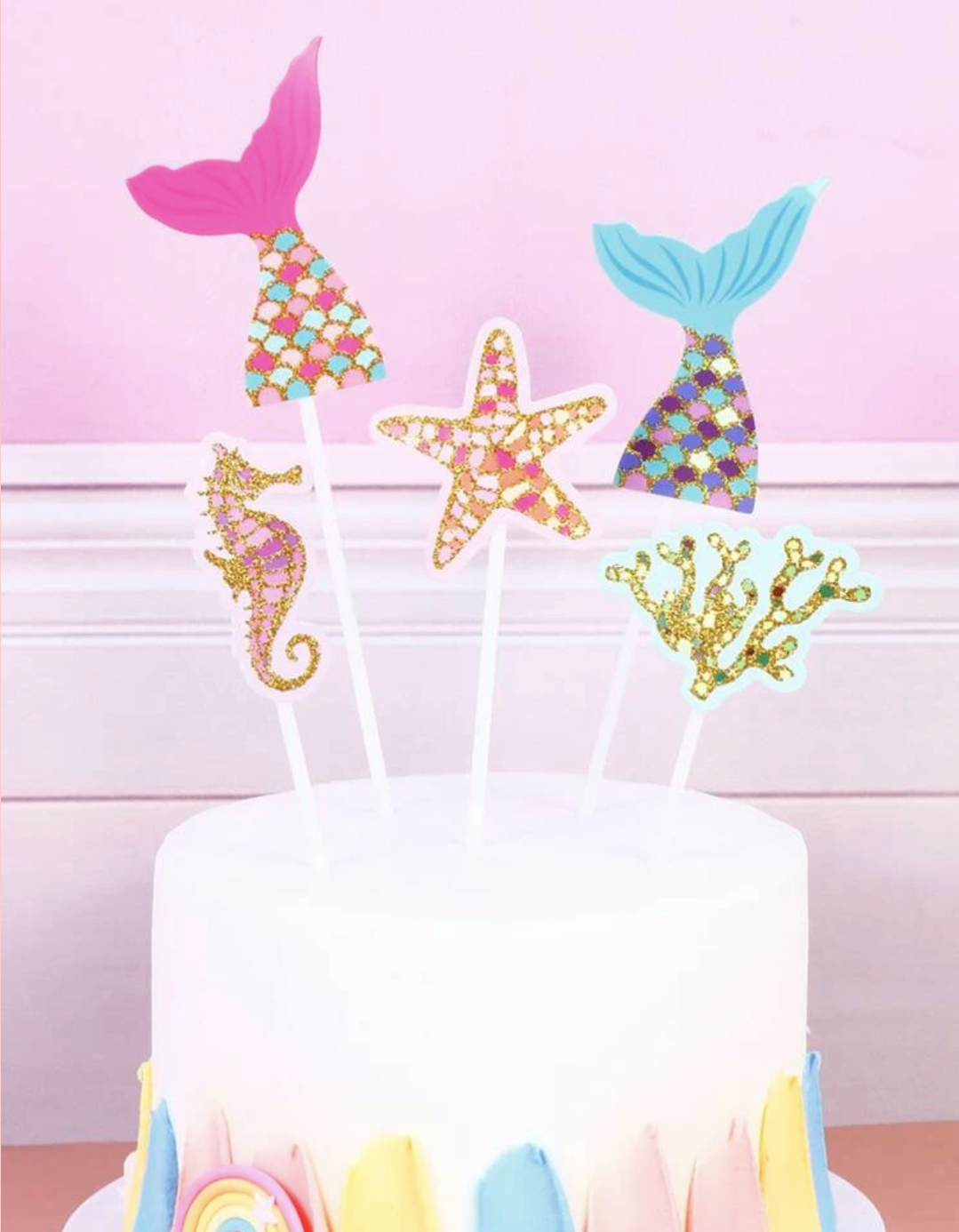 MAKO MERMAIDS ROUND EDIBLE BIRTHDAY CAKE TOPPER DECORATION