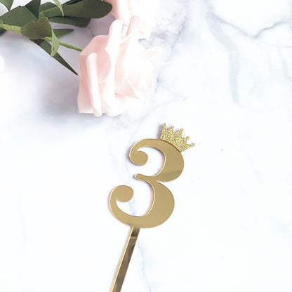 Acrylic Gold or Silver Numbers Cake Toppers Cupcake Decorations