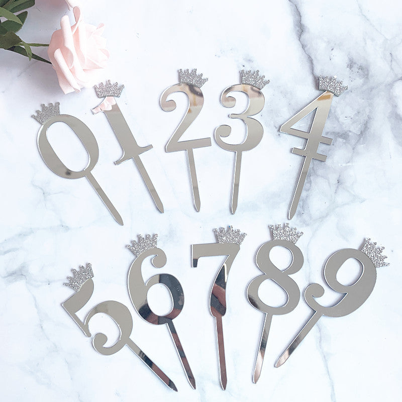 Acrylic Gold or Silver Numbers Cake Toppers Cupcake Decorations