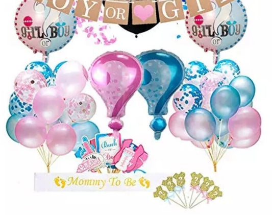 Gender Reveal Baby Shower Boy Girl Pink and Blue Balloons Party Pack