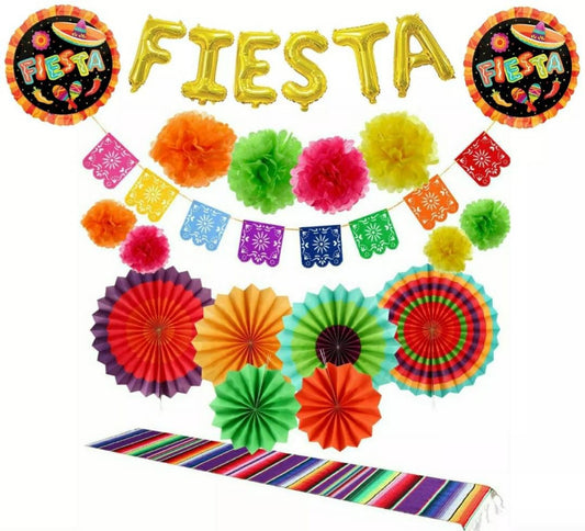 Fiesta Party Pack Serape Table Runner Party Supplies Birthday Baby Shower Mexican Theme Party Hanging Decorations