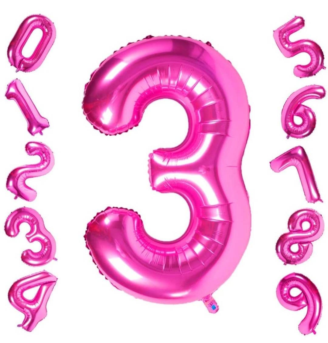 40 Inch Hot PINK Giant Number Mylar Foil Balloon for Birthday Anniversary Party Decoration
