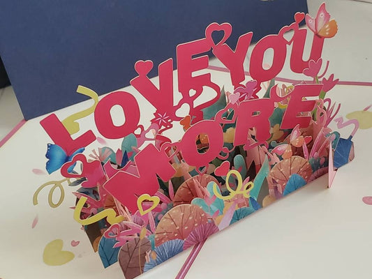 Pop-up 3D "Love You More" Blank Greeting Card with Envelope Love Card