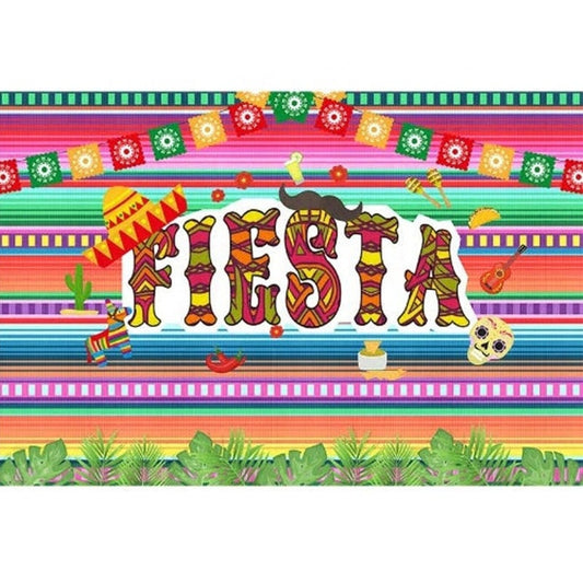 5' x 7' Fiesta Bright Multi Colors Backdrop Photo Booth Background Hanging Vinyl Backdrop