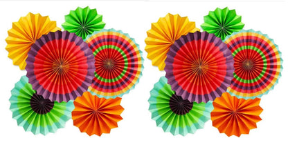 Multicolor Hanging Paper Fans / Fiesta Theme Decoration / Birthday Baby Shower Party Supplies