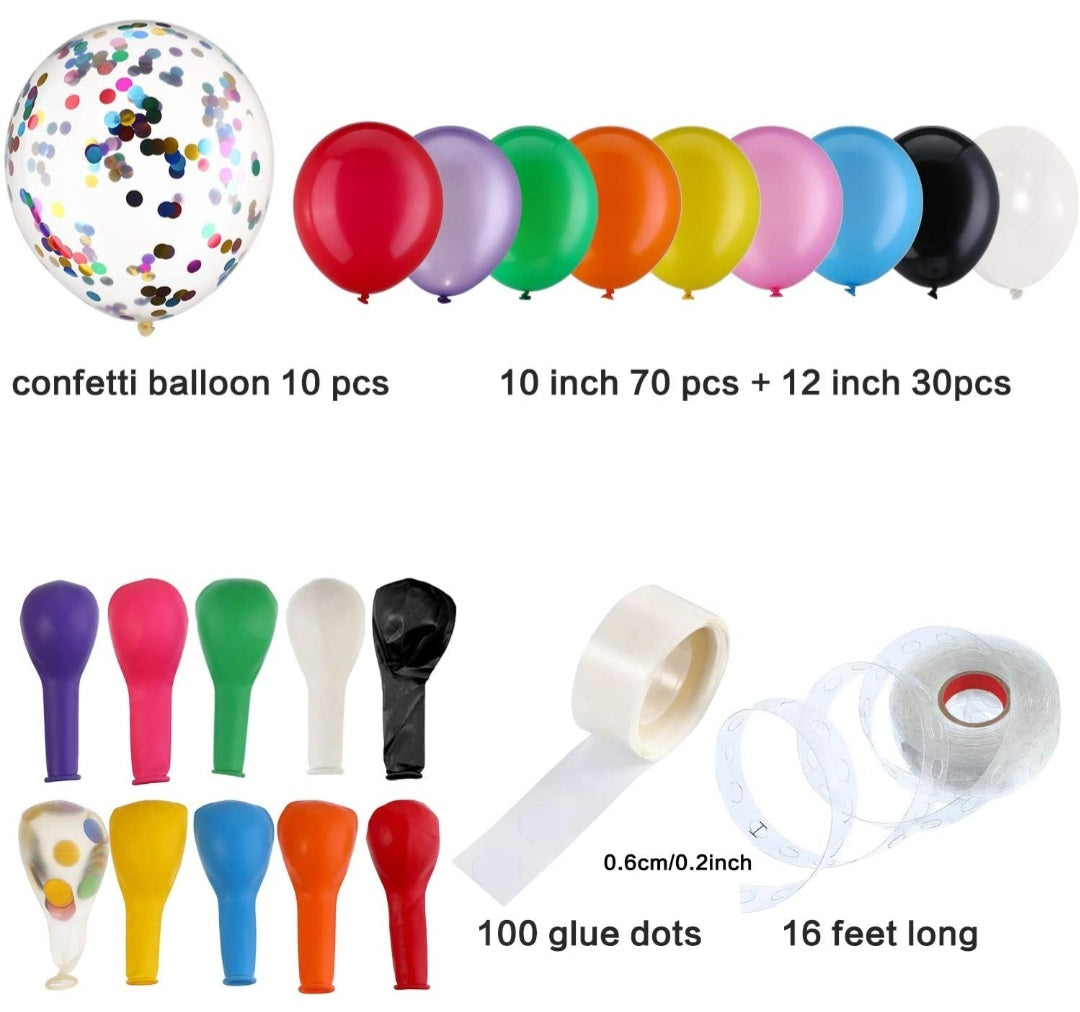 16 FT Balloon Garland Arch Kit Multicolor 100 Balloons 100 Glue Stickers