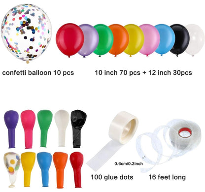 16 FT Balloon Garland Arch Kit Multicolor 100 Balloons 100 Glue Stickers