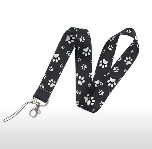 Dog Paws Lanyard ID Badge Holder Keychain with Swivel Hook Metal Clasp Key Ring